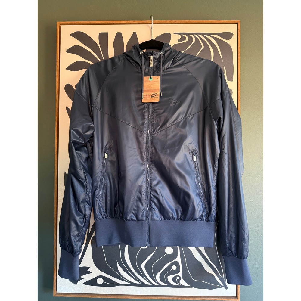 Nike Womens Windrunner Hooded Jacket Navy Blue Full Zip Mesh Lined Running M